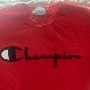 Champion Vibrant Red Tee with Black Logo